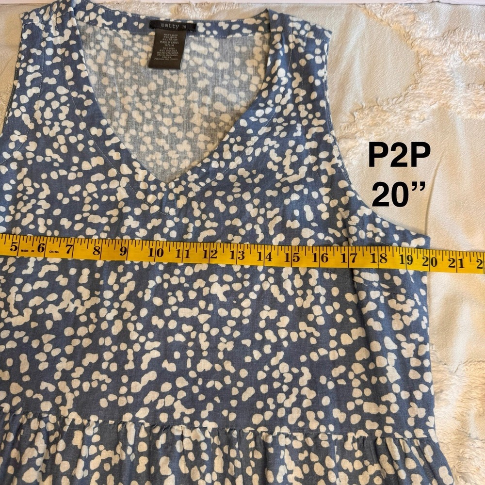 Matty M Tiered Linen Blend Cottagecore Lagenlook Loose Dress Women's Sz M Blue - Picture 15 of 16